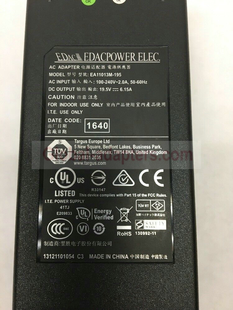 New 19.5V 6.15A EDAC EA11013M-195 Power Supply Ac Adapter